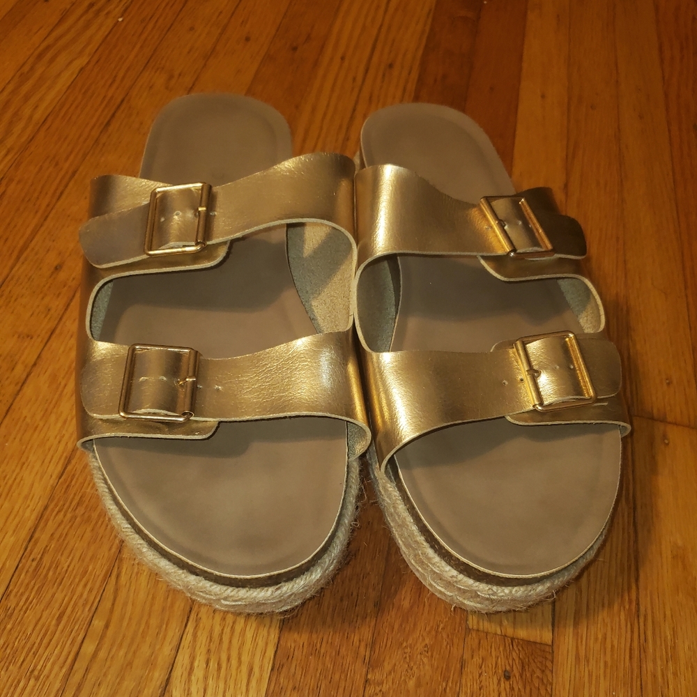Torrid Rose gold espadrille platform sandles 13w